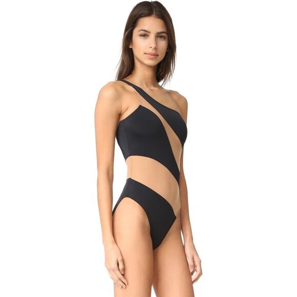 Norma Kamali Snake Mesh Mio One Piece Swimsuit in Black & Nude X-Small New Women - Picture 13 of 15